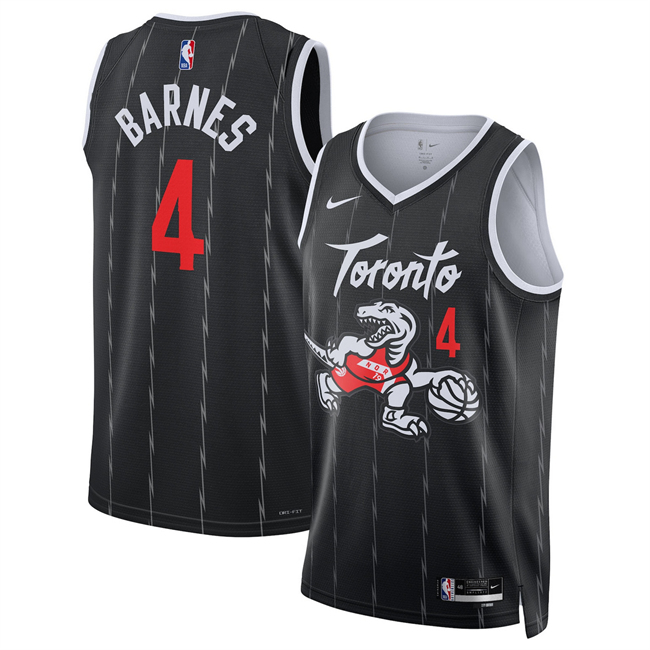 Men's Black Toronto Raptors #4 Scottie Barnes 2025/26 City Edition Stitched Basketball Jersey